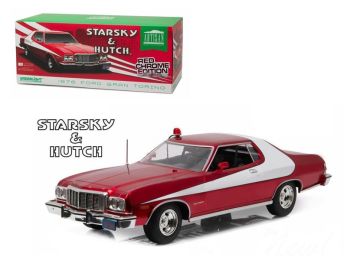 1976 Ford Gran Torino \Starsky and Hutch\" Red Chrome Edition (TV Series 1975-79) 1/18 Diecast Model Car by Greenlight"""