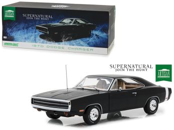 1970 Dodge Charger Black with White Tail Stripe \Supernatural\" (2005) TV Series 1/18 Diecast Model Car by Greenlight"""