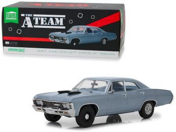 1967 Chevrolet Impala Sedan Steel Blue \The A-Team\" (1983-1987) TV Series 1/18 Diecast Model Car  by Greenlight"""
