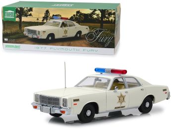1977 Plymouth Fury \Hazzard County Sheriff\" Cream 1/18 Diecast Model Car by Greenlight"""