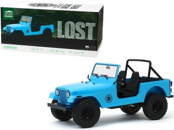 1977 Jeep CJ-7 \Dharma\" Blue \""Lost\"" (2004-2010) TV Series 1/18 Diecast Model Car by Greenlight"""