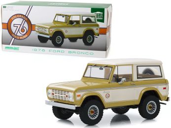 1976 Ford Bronco Gold Metallic and Cream \Colorado Gold Rush\" Bicentennial Special Edition 1/18 Diecast Model Car by Greenlight"""