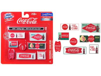 1950\'s Thru 60\'s \Coca-Cola\" Building Signs for 1/87 (HO) Scale Models by Classic Metal Works"""