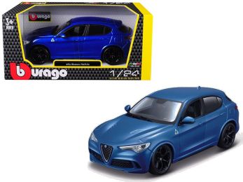 Alfa Romeo Stelvio Quadrifoglio Blue 1/24 Diecast Model Car by Bburago