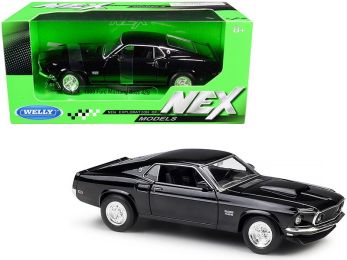 1969 Ford Mustang Boss 429 Black \NEX Models\" 1/24 Diecast Model Car by Welly"""