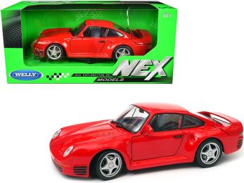 Porsche 959 Red with Silver Wheels \NEX Models\" 1/24 Diecast Model Car by Welly"""