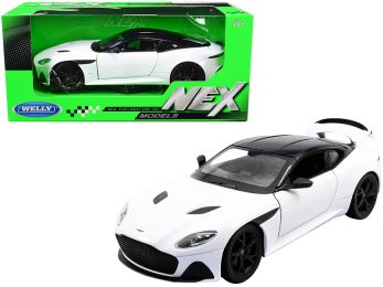 Aston Martin DBS Superleggera White with Black Top \NEX Models\" 1/24 Diecast Model Car by Welly"""