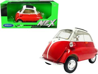 BMW Isetta Red and White \NEX Models\" 1/18 Diecast Model Car by Welly"""