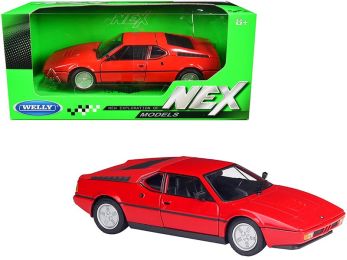 BMW M1 Coupe Red \NEX Models\" 1/24 Diecast Model Car by Welly"""