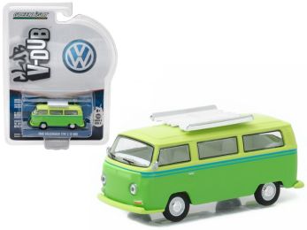 1968 Volkswagen Type 2 T2 Bus Green with Roof Rack 1/64 Diecast Model Car  by Greenlight