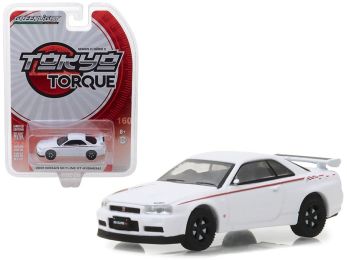 2001 Nissan Skyline GT-R (BNR34) White Pearl Tokyo Torque Series 2 1/64 Diecast Model Car by Greenlight