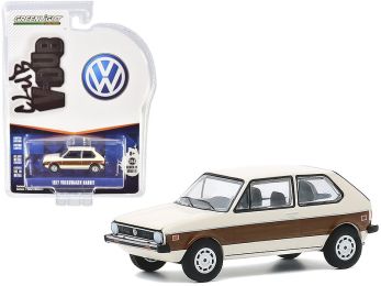 1977 Volkswagen Rabbit Cream with Woody Graphics \Club Vee V-Dub\" Series 11 1/64 Diecast Model Car by Greenlight"""