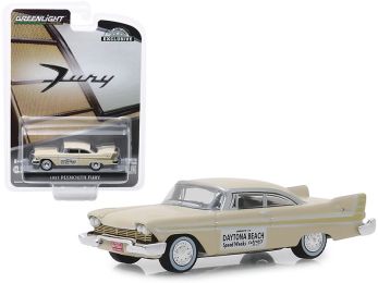 1957 Plymouth Fury Cream \Daytona Beach Speed Weeks February 3-17\" (1957) \""Hobby Exclusive\"" 1/64 Diecast Model Car by Greenlight"""