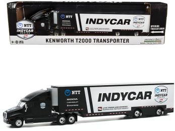 Kenworth T2000 \2020 NTT IndyCar Series\" Team Transporter Black and White \""Hobby Exclusive\"" 1/64 Diecast Model by Greenlight"""