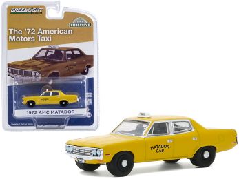 1972 AMC Matador Yellow \Matador Cab\" Taxicab \""Hobby Exclusive\"" 1/64 Diecast Model Car by Greenlight"""