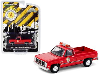 1987 GMC High Sierra Pickup Truck Red \Public Works\" Arlington Heights (Illinois) \""Hobby Exclusive\"" 1/64 Diecast Model Car by Greenlight"""