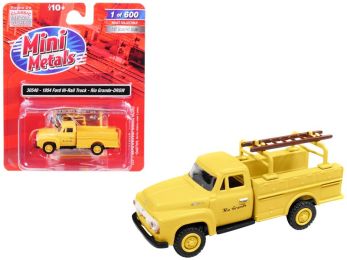1954 Ford Hi-Rail Truck \Rio Grande DRGW\" Yellow with Accessories 1/87 (HO) Scale Model by Classic Metal Works"""