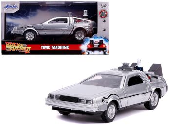 DeLorean DMC (Time Machine) Silver \Back to the Future Part II\" (1989) Movie \""Hollywood Rides\"" Series 1/32 Diecast Model Car by Jada"""