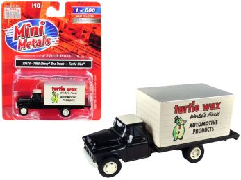 1955 Chevrolet Box Truck \Turtle Wax\" Black and Cream 1/87 (HO) Scale Model by Classic Metal Works"""