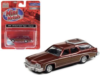 1974 Buick Estate Wagon Burgundy Metallic with Woodgrain Sides 1/87 (HO) Scale Model Car by Classic Metal Works
