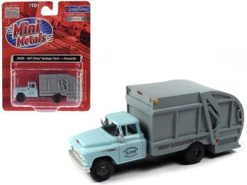 1957 Chevrolet Garbage Truck \Oceanside Department of Public Works\" Light Blue and Gray 1/87 (HO) Scale Model by Classic Metal Works"""