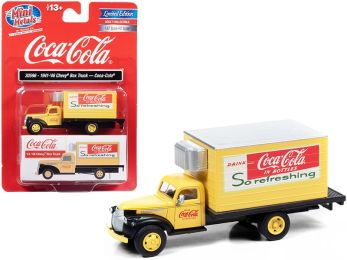 1941-1946 Chevrolet Box Truck Yellow \Coca-Cola\" 1/87 (HO) Scale Model by Classic Metal Works"""