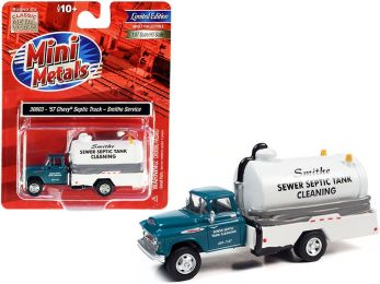 1957 Chevrolet Septic Tanker Truck \Smithe Septic Service\" Glade Green and White 1/87 (HO) Scale Model by Classic Metal Works"""