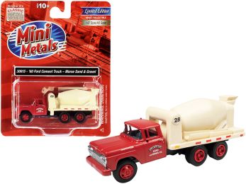 1960 Ford Cement Mixer Truck \Morse Sand and Gravel\" Red and Cream 1/87 (HO) Scale Model by Classic Metal Works"""