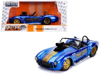 1965 Shelby Cobra 427 S/C Candy Blue with Gold Stripes \Snake Bite\" \""Bigtime Muscle\"" Series 1/24 Diecast Model Car by Jada"""