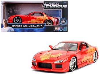 Orange Julius\' Mazda RX-7 \Fast & Furious\" Movie 1/24 Diecast Model Car by Jada"""