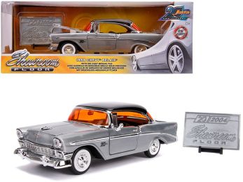 1956 Chevrolet Bel Air Raw Metal with Black Top \Showroom Floor\" \""Jada 20th Anniversary\"" 1/24 Diecast Model Car by Jada"""