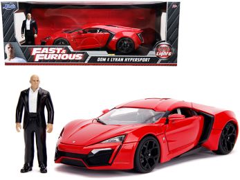 Lykan Hypersport Red with Lights and Dom Figurine Fast & Furious Movie 1/18 Diecast Model Car by Jada