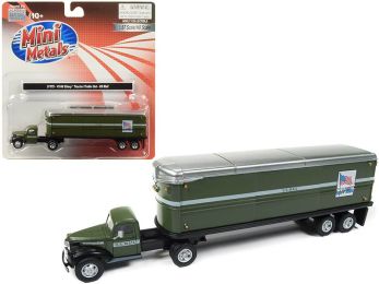 1941-1946 Chevrolet Tractor Trailer Truck \U.S. Mail\" Army Green 1/87 (HO) Scale Model by Classic Metal Works"""