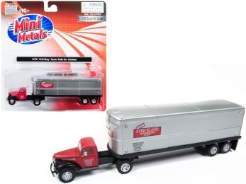 1941-1946 Chevrolet Tractor Trailer Truck \Strickland\" Red and Silver 1/87 (HO) Scale Model by Classic Metal Works"""