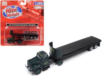 IH R-190 Tractor Truck with 32\' Flatbed Trailer \Elkins Logging Co.\" 1/87 (HO) Scale Model by Classic Metal Works"""