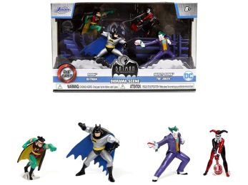 \Batman: The Animated Series\" Diorama Scene Set of 4 Diecast Figurines \""Nano Hollywood Rides\"" Diecast Models by Jada"""
