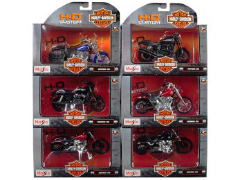 Harley Davidson Motorcycles 6 piece Set Series 35 1/18 Diecast Motorcycle Models by Maisto