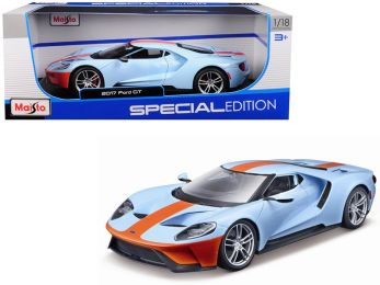 2017 Ford GT Blue with Orange Stripe \Special Edition\" 1/18 Diecast Model Car by Maisto"""