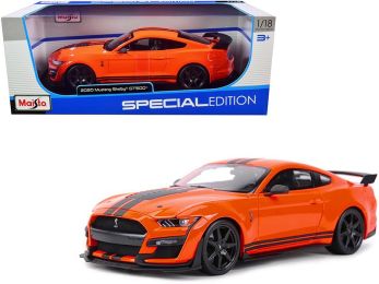 2020 Ford Mustang Shelby GT500 Orange with Black Stripes \Special Edition\" 1/18 Diecast Model Car by Maisto"""