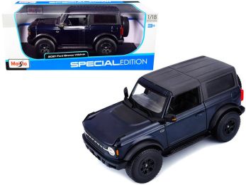 2021 Ford Bronco Wildtrak Dark Blue Metallic with Dark Gray Top Special Edition 1/18 Diecast Model Car by Maisto