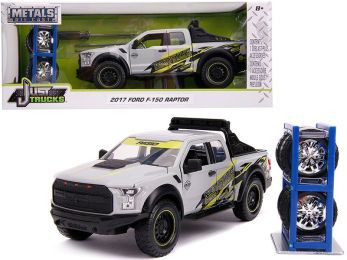 2017 Ford F-150 Raptor Pickup Truck \Addictive Desert Designs\" Gray with Extra Wheels \""Just Trucks\"" Series 1/24 Diecast Model Car by Jada"""