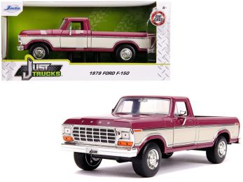 1979 Ford F-150 Pickup Truck Stock Plum Metallic and Cream \Just Trucks\" 1/24 Diecast Model Car by Jada"""