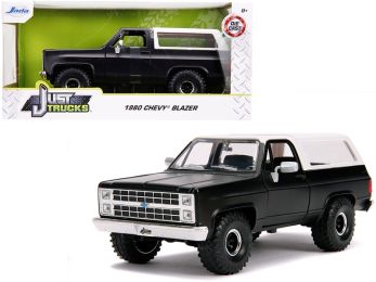 1980 Chevrolet Blazer K5 Off Road Matt Black and White \Just Trucks\" 1/24 Diecast Model Car by Jada"""