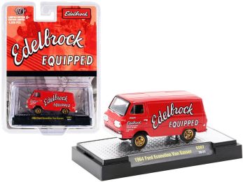 1964 Ford Econoline Van Gasser Bright Red \Edelbrock Equipped\" Limited Edition to 4620 pieces Worldwide 1/64 Diecast Model Car by M2 Machines"""