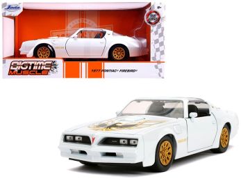 1977 Pontiac Firebird Trans Am Pearl White with Gold Wheels \Bigtime Muscle\" 1/24 Diecast Model Car by Jada"""