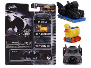 \Batman\" 3 piece Set \""Nano Hollywood Rides\"" Diecast Model Cars by Jada"""