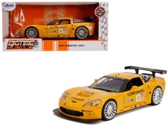 2005 Chevrolet Corvette C6-R #4 Olivier Beretta - Oliver Gavin \Compuware\" Yellow \""Bigtime Muscle\"" 1/24 Diecast Model Car by Jada"""