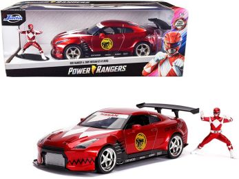 2009 Nissan GT-R (R35) Candy Red and Red Ranger Diecast Figurine \Power Rangers\" 1/24 Diecast Model Car by Jada"""