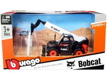 Bobcat T40.180SLP Telescopic Handler with Pallet Fork Black and White Diecast Model by Bburago