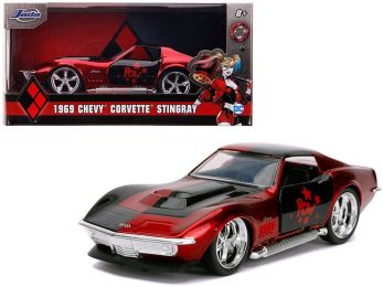 1969 Chevrolet Corvette Stingray \Harley Quinn\" \""DC Comics\"" \""Hollywood Rides\"" Series 1/32 Diecast Model Car by Jada"""